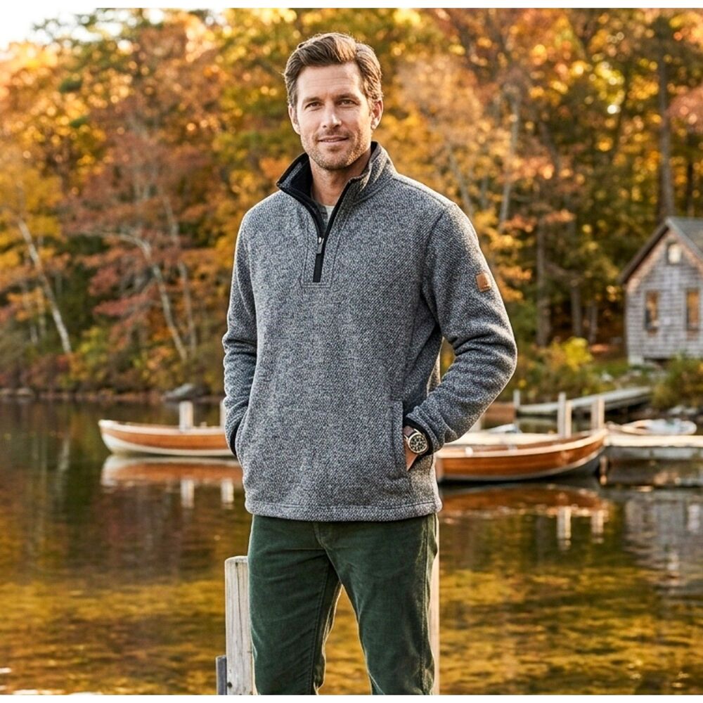 Orvis Men's Brighton 1/4 Zip Sherpa Lined Fleece Pullover Sweater Size M